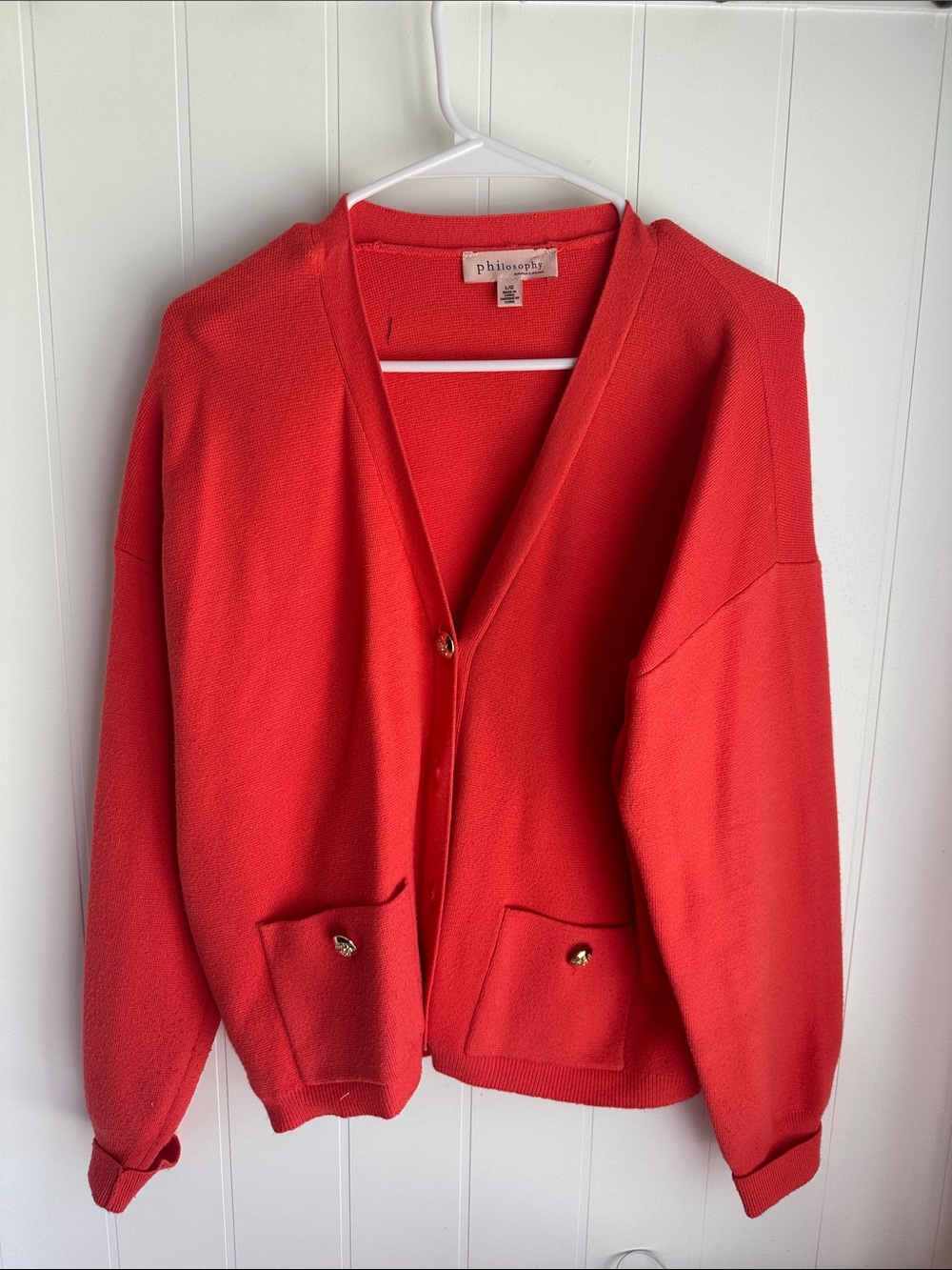 Philosophy Bright tangerine V-Neck Button Cardigan